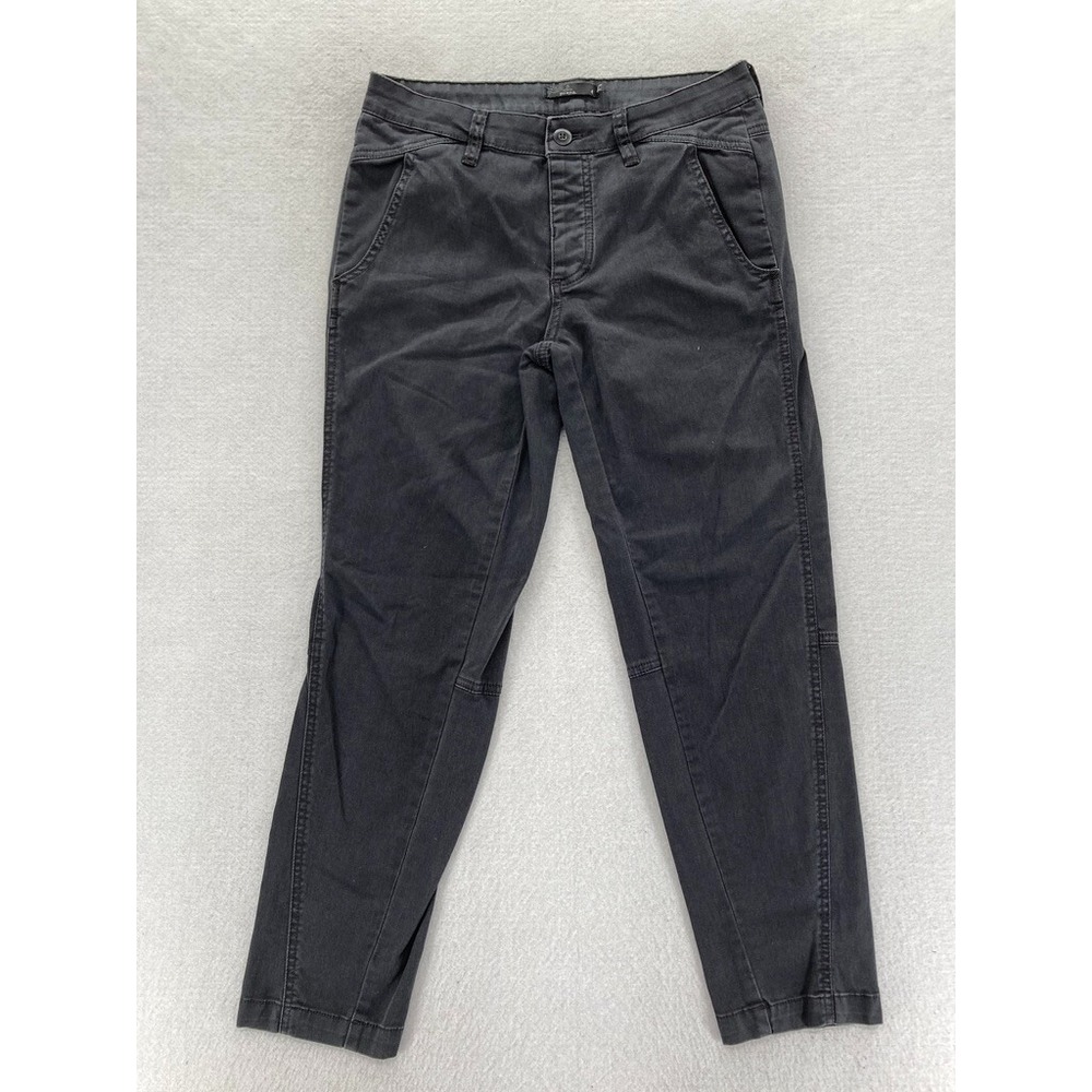 prAna Hiking Pants Women's 4 Dark Gray Organic Cotton Tapered Leg Button Fly